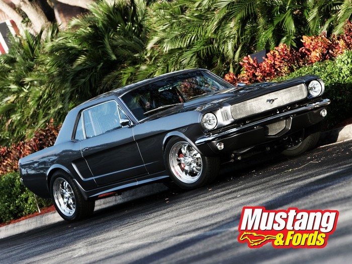Dark Gray Ford Mustang Coupe with Custom Wheels
