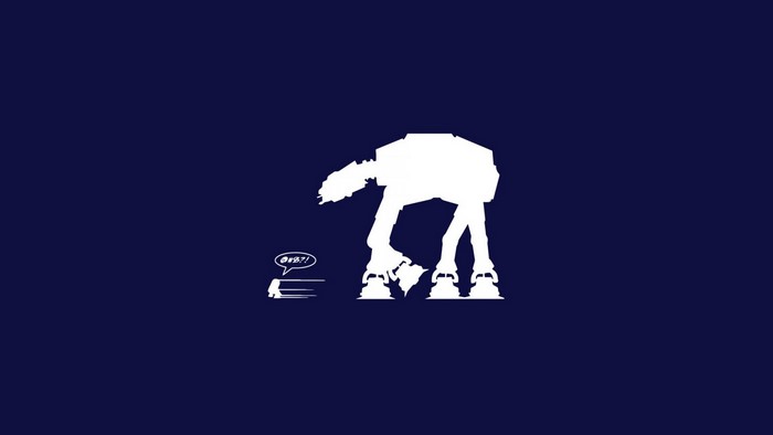 Minimalist Star Wars AT-AT Walker and R2-D2 Illustration