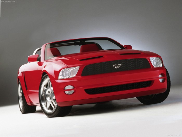 Red Ford Mustang convertible concept car