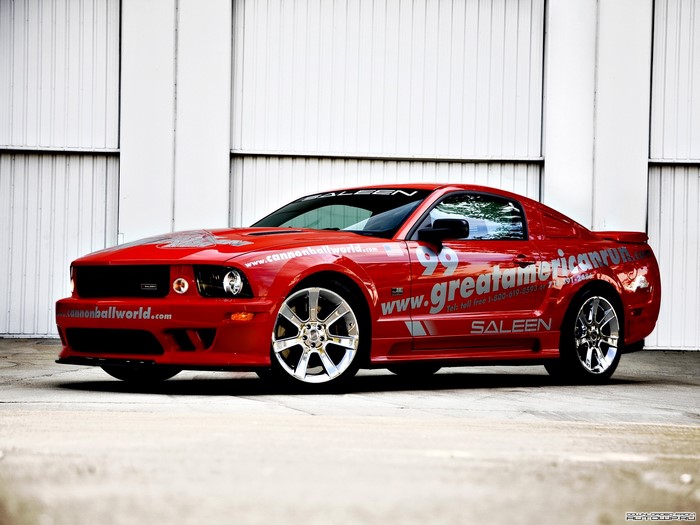 Red Saleen Mustang with Great American Run graphics