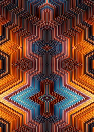Abstract geometric pattern with orange, blue, and dark lines