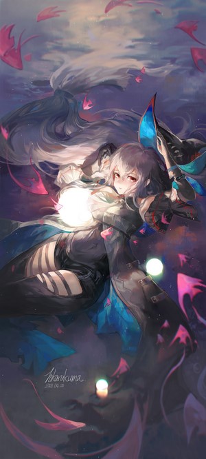 Skadi from Arknights with glowing orb