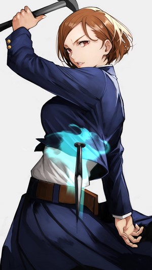Kugisaki Nobara from Jujutsu Kaisen with hammer and nails