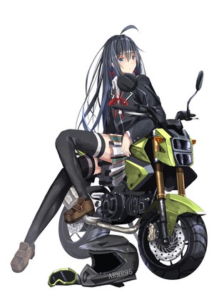 Yukinoshita Yukino from Yahari Ore no Seishun Love Comedy wa Machigatteiru on a motorcycle