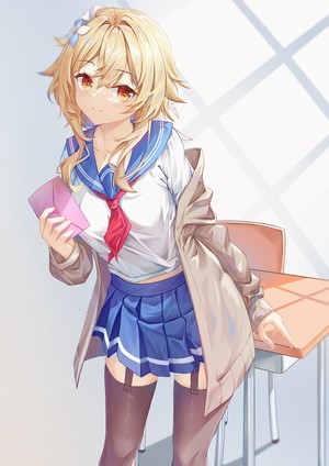 Lumine from Genshin Impact holding a letter