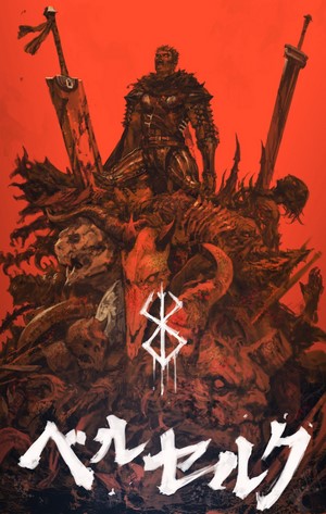 Guts from Berserk surrounded by demons