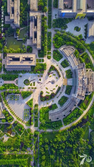 Aerial view of a university campus in China