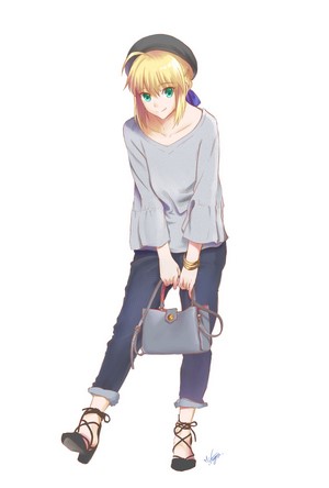 Artoria Pendragon Casual Fan Art from Fate Series