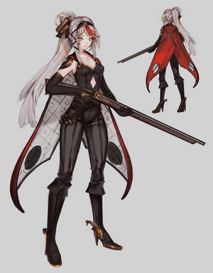 Anime girl with rifle and red cape