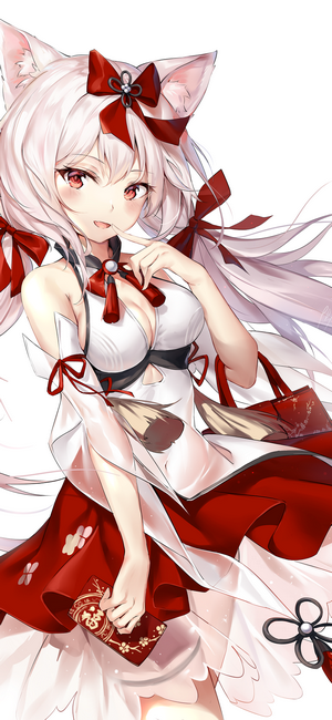 Yukikaze from Azur Lane holding a red envelope