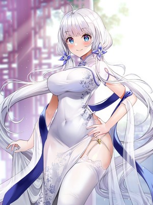 Illustrious in White Chinese Dress Azur Lane