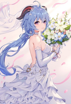 Ganyu from Genshin Impact in a wedding dress