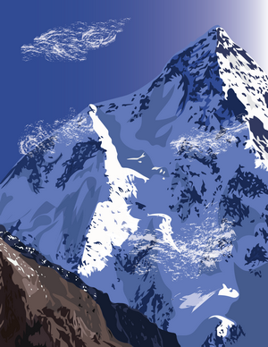 Vector art illustration of a snowy mountain peak