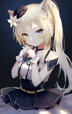 Nightmare from Arknights with animal ears and heterochromia