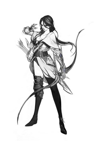 Fantasy archer woman with bow and arrows