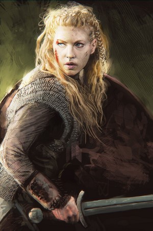 Lagertha from Vikings holding a sword