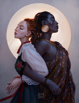 Two women of different ethnicities embracing