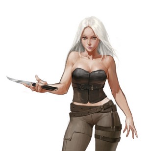 Woman with a knife by Bangku An