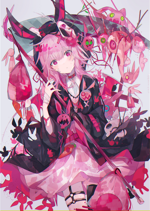 Anime girl with pink hair and eyes, Umemaro