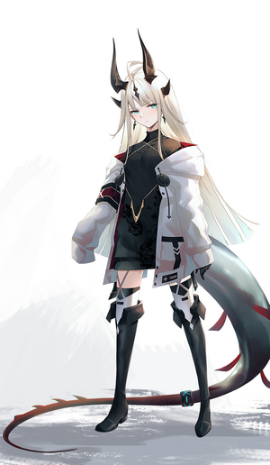 Reed from Arknights with Horns and Tail