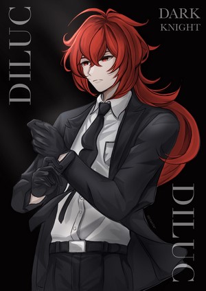 Diluc Dark Knight from Genshin Impact
