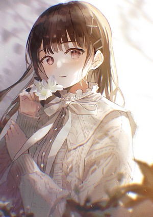 Anime girl with flowers, Oyuyu