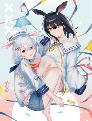 Two bunny girls with sailor outfits