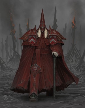 Dark figure in red robes with skull armor