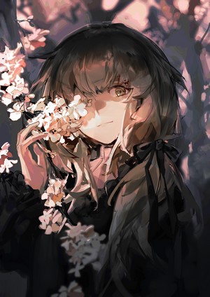 Anime girl with cherry blossoms