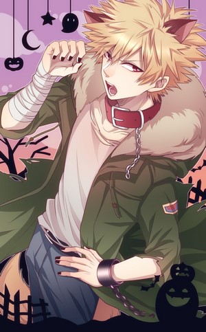 Katsuki Bakugou from Boku no Hero Academia as a cat boy