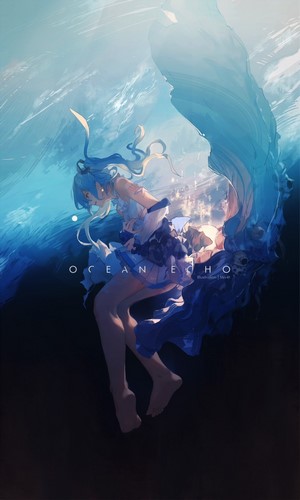 Hatsune Miku from Vocaloid underwater