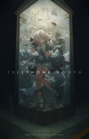 Anime girl in a telephone booth