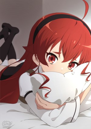 Eris Boreas Greyrat from Mushoku Tensei hugging a pillow