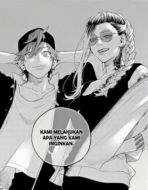 Two anime characters with text bubble