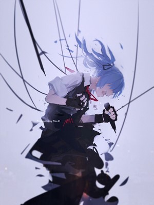 Hatsune Miku from Vocaloid singing with blue hair