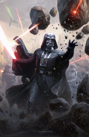 Darth Vader from Star Wars in battle