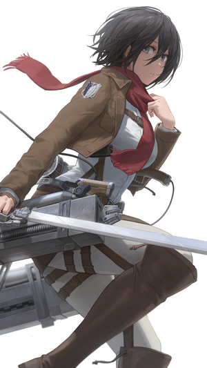 Mikasa Ackerman from Attack on Titan with swords