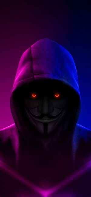Anonymous Digital Art with Neon Hood
