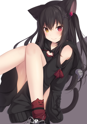 Amashiro Natsuki with Cat Ears and Heterochromia