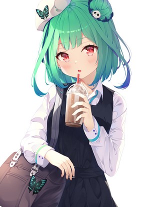 Uruha Rushia from Hololive drinking a beverage