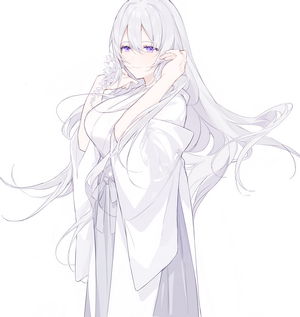 Anime girl Miyuki in white kimono