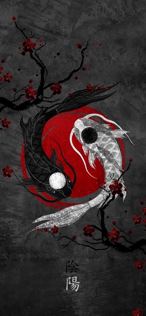 Yin and Yang Koi Fish Digital Art
