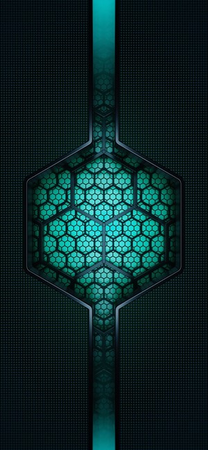 Abstract Hexagonal Pattern with Turquoise and Black Texture
