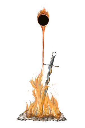 Bonfire and sword from Dark Souls