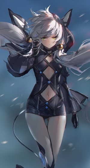 Anime girl with cat ears and tail
