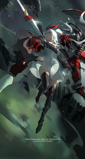 Girl with white hair and a mechanical dragon