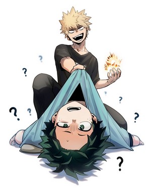 Katsuki Bakugou Playfully Holding Izuku Midoriya