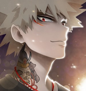 Katsuki Bakugou Inked Anime Boy with Red Eyes