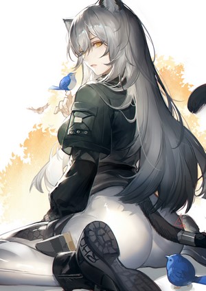 Schwarz from Arknights with birds