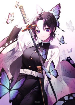 Shinobu Kocho from Demon Slayer with butterflies